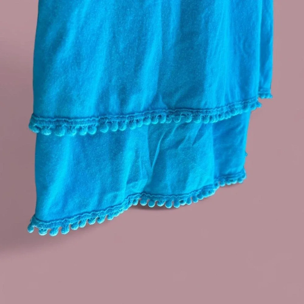 Justice Turquoise Lace Layered Tank Top Girls Size 18 Boho Cami Blue Y2K